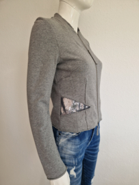 Sylver vest met rits. Maat 36, Grijs.