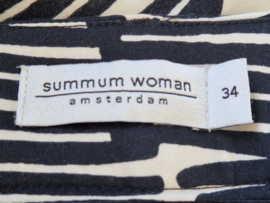 Summum Pantalon. Mt. 34/36, Crème/zwart/print.