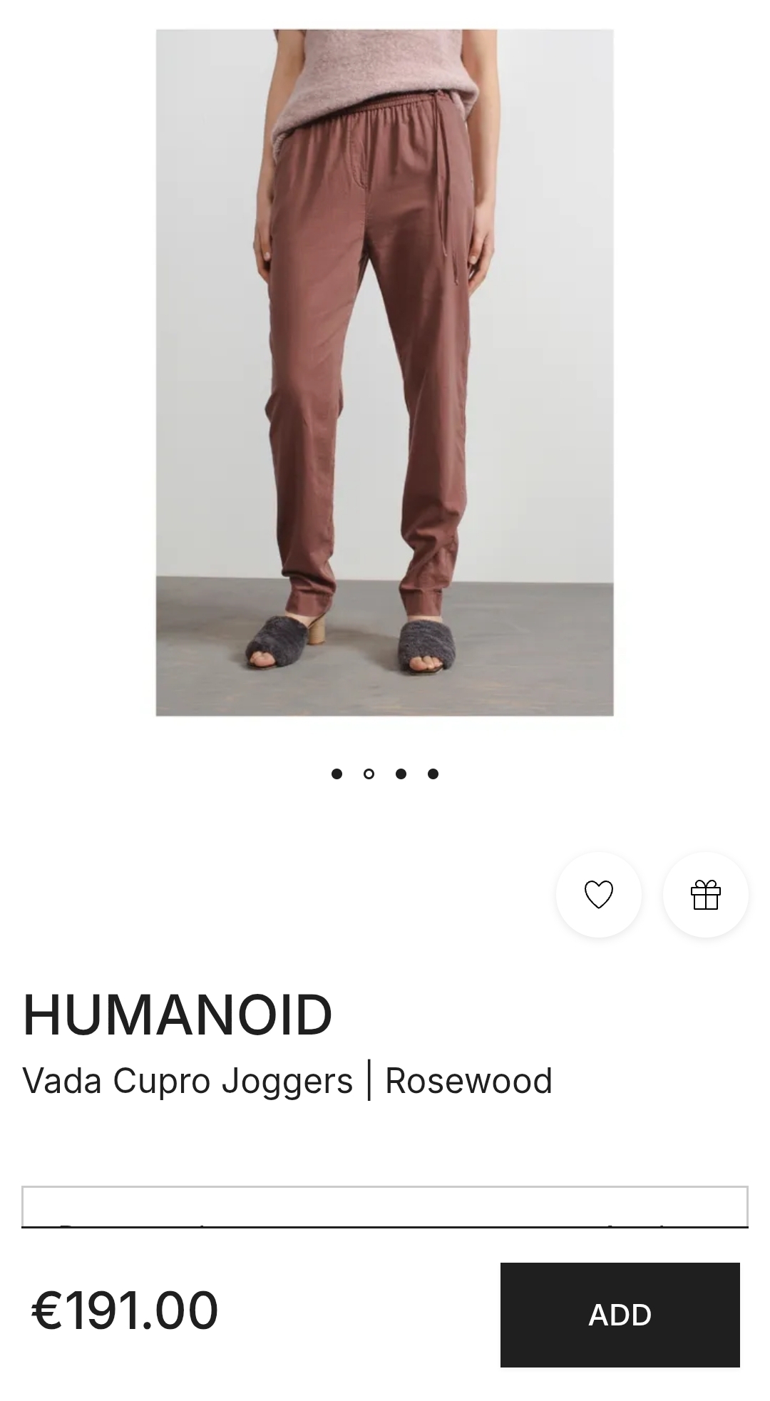 Humanoid jogger Vada. Maat M. Rosewood.