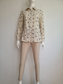 Smashed Lemon blouse. Maat 40. Beige/Franse bulldogprint.