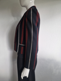 Zapa  vintage wollen blazer. Maat 36. Zwart/streep.