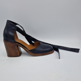 Shabbies sandalen met leren wikkelband. Maat 38, Zwart/leer.