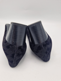 Peter Kaiser pumps. Maat 7, Zwart/flockprint/dierenprint.