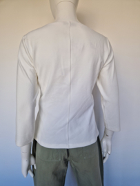 Vanilia Round Neck Rib Top. Maat 40, Off white.