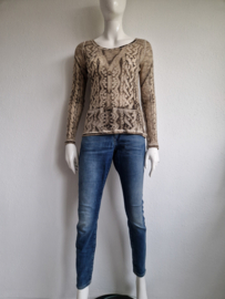 Jean Paul Gaultier top. Maat L. All over print/wol