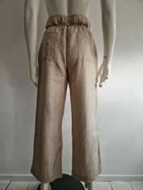 MAC Chiara Belt linnen broek (maat 38/32), Beige.