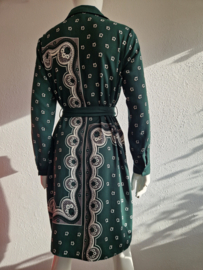 Warehouse Bandana blousejurk. Maat 12, Groen/print.