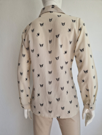 Smashed Lemon blouse. Maat 40. Beige/Franse bulldogprint.