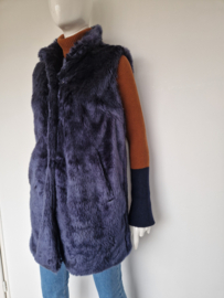 Nikkie bodywarmer. Maat 40, Inktblauw/faux fur