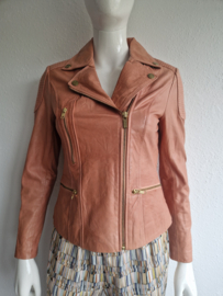 Mission Blue jasje. Maat 36/38. Zalm/leer.