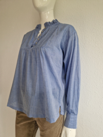 Co'Couture Pintuck shirt. Maat L. Blauw.
