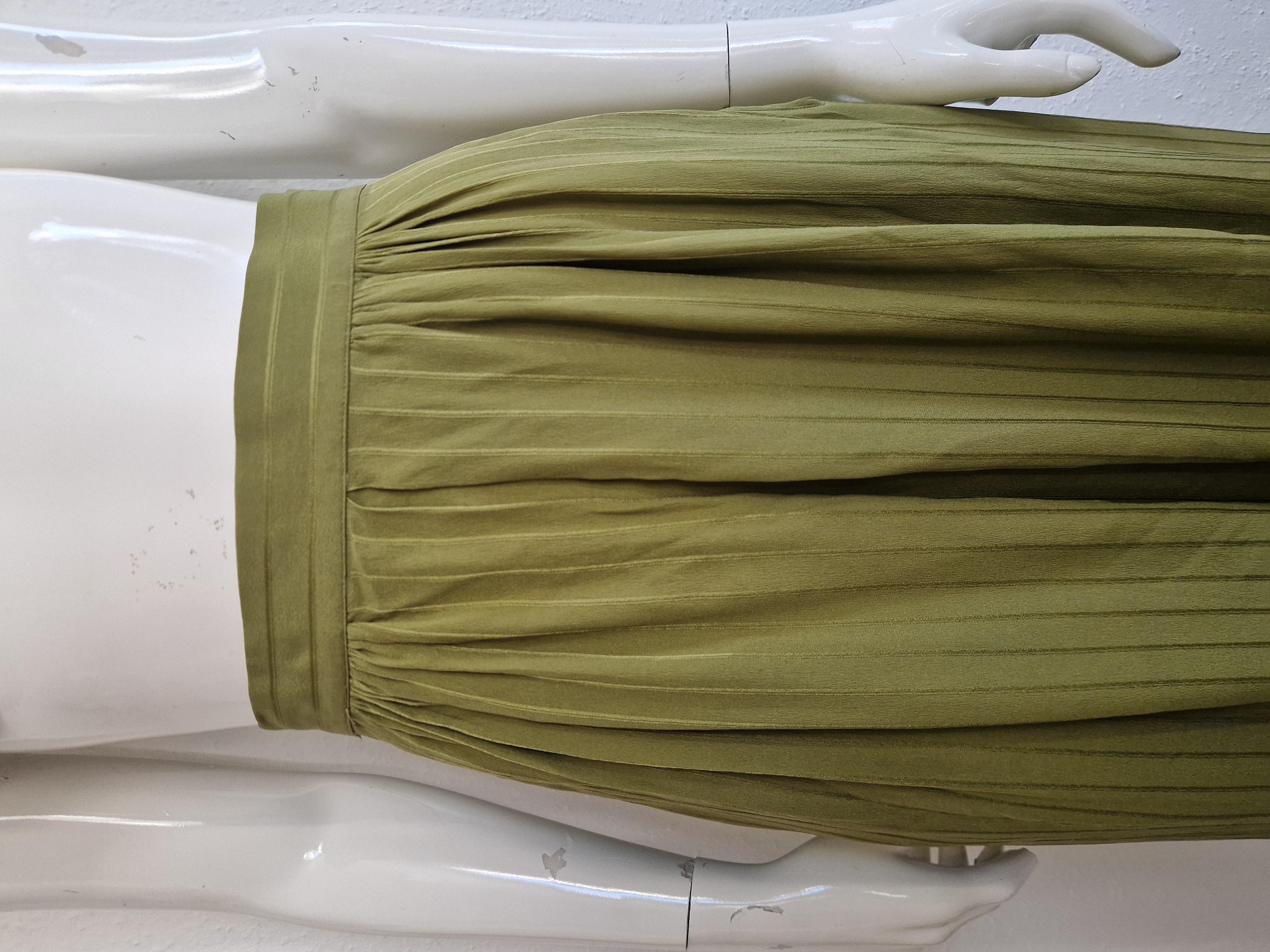 Christian Dior midi rok. IT maat 42, Groen/zijde.