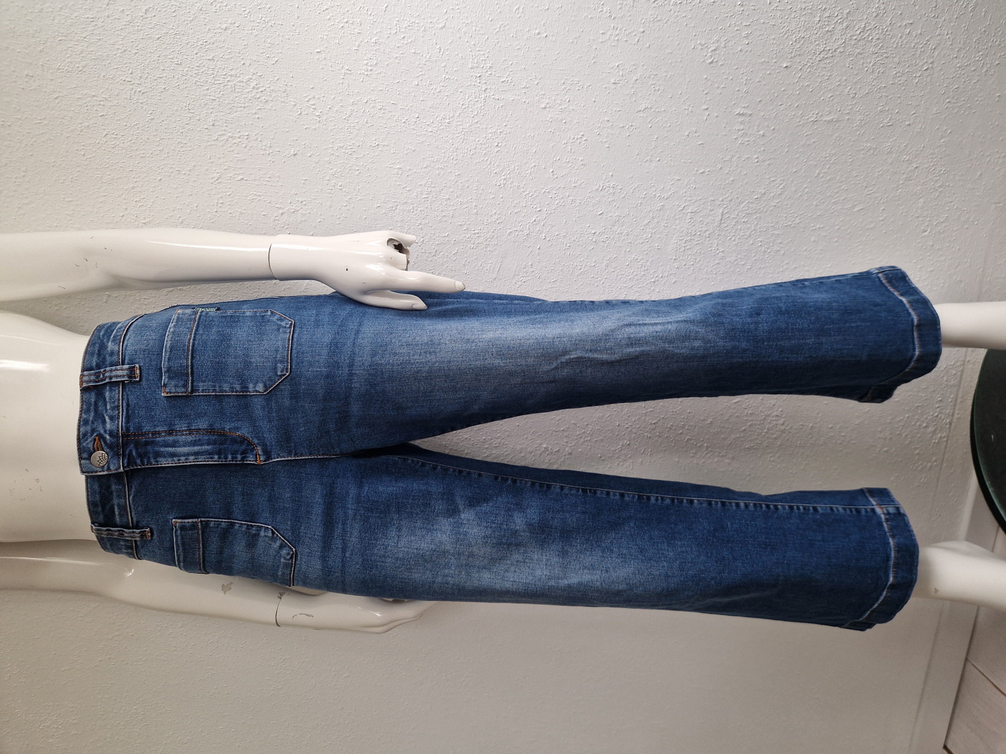 Tranquillo cropped jeans met wijde pijpen. Maat 40. Blauw.