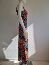 Strandjurk met opengewerkte rug. Maat 36. All over print.