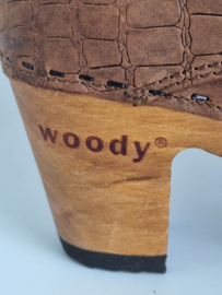 Woody enkellaarsjes | Maat 36 | Bruin/kroko reliëf |