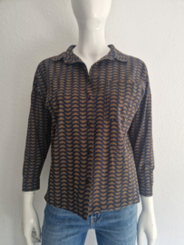 Studio Anneloes blouse. Maat S. Grijs/bruin/travelstof.