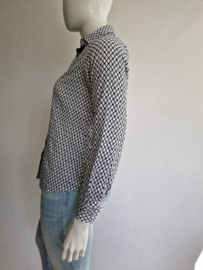 Eterna blouse. Maat 40, Wit/donkerblauw/ print.