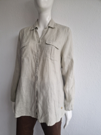 Cross Point blouse. IT. maat 48. Sand/linnen.