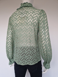 Frnch blouse. Maat M. Mintgroen/borduursels.