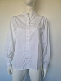 Closed blouse. Maat S. Wit/bio katoen