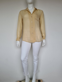 Max Mara blouse. Mt. 42, Zachtgeel/ streep.