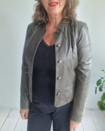 On Stage leren jas. Maat 38, Olijfgroen