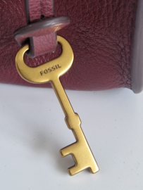 Fossil Ainsley Litehide crossbody tas. Wijnrood/leer.