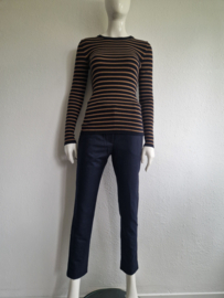 SET trui. Maat 36, Donkerblauw/camel/merino wol.