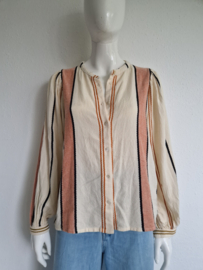 By-Bar Rikki Athia blouse. Maat M. Beige/gestreept.
