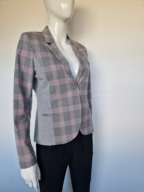 Kaffe blazer. Mt. 38, Roze/grijs/geruit.