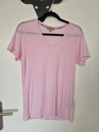 Burberry T-shirt met V-hals. Maat M. Lichtroze.
