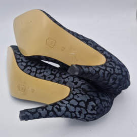 Mille Grazie luipaard print pumps. Maat 42, Zwart/grijs.