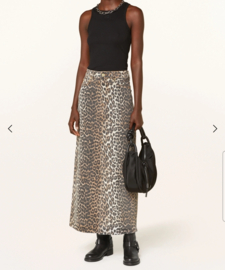 Ganni denim maxi rok. Maat 40. Luipaardprint