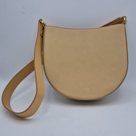Closed 'Half Round' tas. Beige/leer.