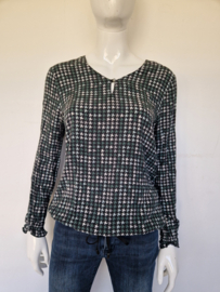 Bianca blouse top. Mt. 38, Groen/ zwart/ print.