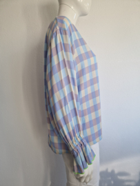 Essentiel Antwerp top. Maat 38. Geblokt/pastel.