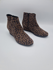 Enkellaarsjes met sleehak. Maat 40, Bruin/print.