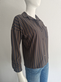 Studio Anneloes blouse. Maat S. Grijs/bruin/travelstof.