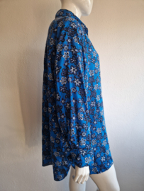 Marni x Uniqlo blouse. Maat XXL. Blauw/bloemenprint.