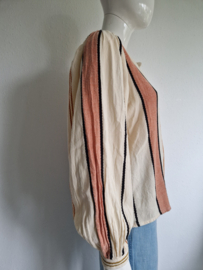 By-Bar Rikki Athia blouse. Maat M. Beige/gestreept.