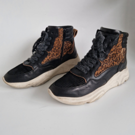 Xsensible Stretchwalker sneakers maat 38 | Zwart met luipaardprint |