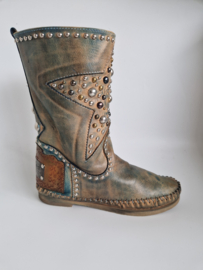 Karma of Charme leren laarzen | Maat 38 | Groen/studs |
