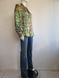 Zijden blouse. Maat M. Groentinten.