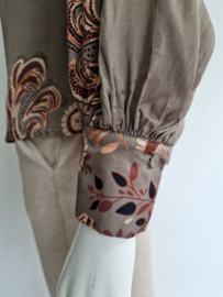 Summum blouse top. Maat 34,Olijfgroen/print.