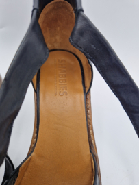 Shabbies sandalen met leren wikkelband. Maat 38, Zwart/leer.