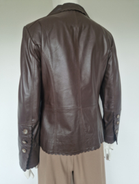 Delmod blazer met schulprandjes | Maat 38 | Bruin/leer |