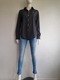 Ralph Lauren blouse classic fit. Maat 10, Zwart/streep