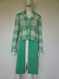 Marc Cain bouclé blazer. Maat 2, Mintgroen/ruit
