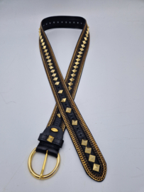 Nanni Milano luxe statement riem. Zwart/goud.
