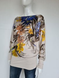 Supertrash blouse top. Mt. 38. Crème/ bloemenprint.